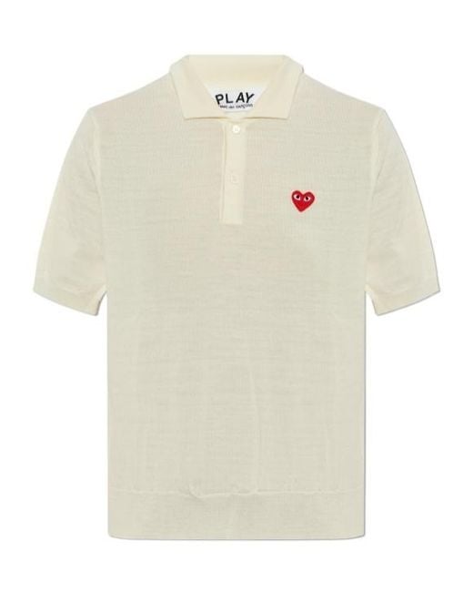 COMME DES GARÇONS PLAY White Logo-Patch Knitted Polo Shirt