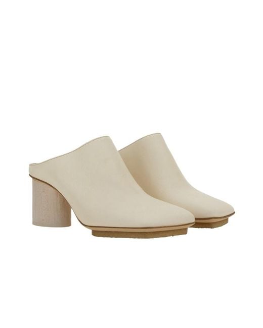 Uma Wang White Heeled Mules