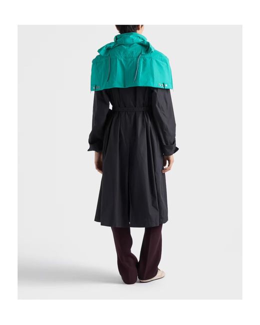 Prada Blue Hooded Pocket Cape for men