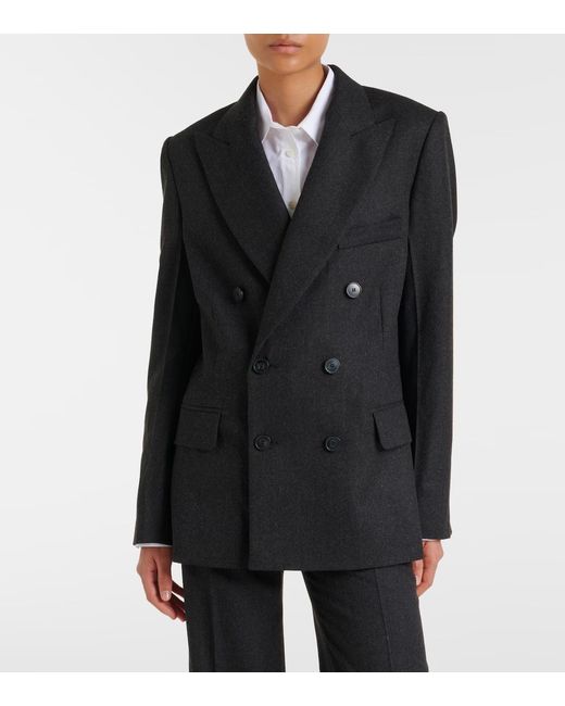 Victoria Beckham Black Double-Breasted Virgin Wool Blazer