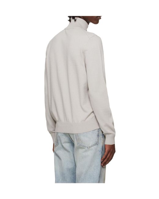 Boss Gray Logo-Patterned Knit Sweatshirt for men