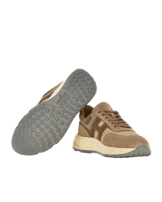Hogan Brown H-Stripe Low-Top Sneakers for men