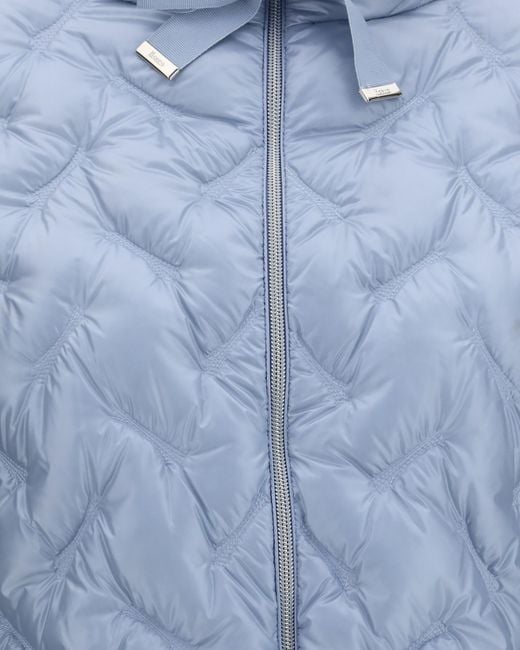 Herno Blue Midi Quilted High-Neck Jacket
