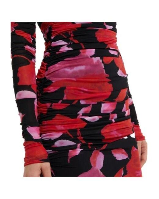 Blumarine Red Long-Sleeve Dress