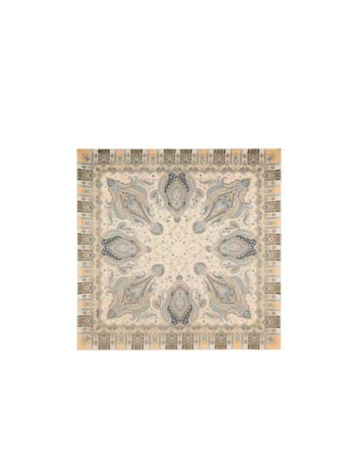 Etro Natural Modal And Cashmere Shawl With Paisley Motif