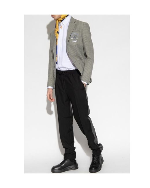 Versace Black Side Stripe Drawstring Trousers for men