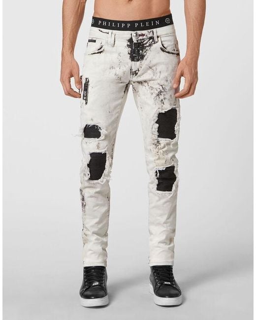 Philipp Plein Gray Denim Trousers Rock Star Fit for men