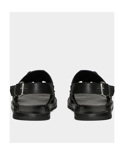 DSquared² Black Stud-Detail Calf-Leather Sandals for men