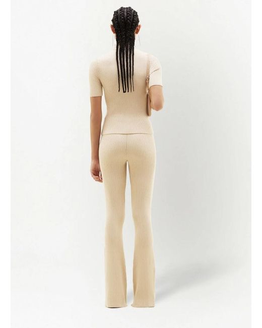 Courreges White Reedition Rib-Knit Flared Trousers