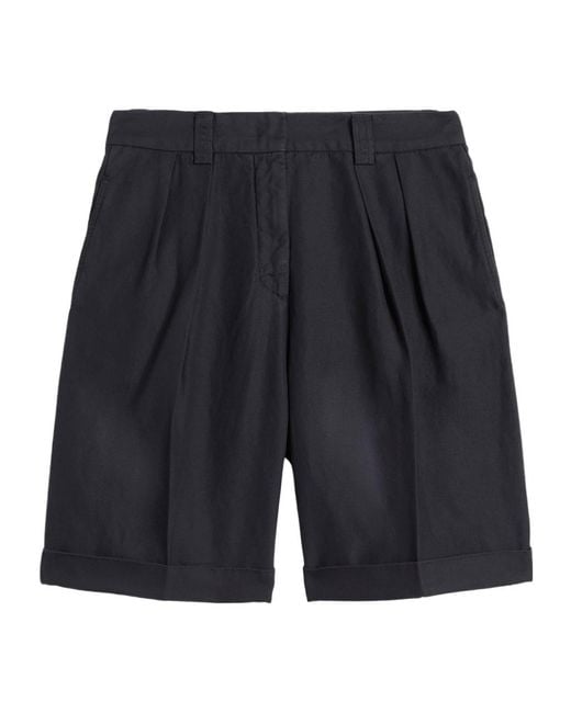 Aspesi Blue Pleated Bermuda Shorts