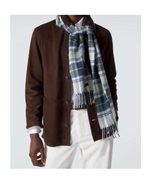 Dunhill Blue Tartan Cashmere Scarf for men