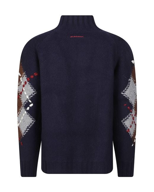 ERMANNO FIRENZE Blue Ribbed Knit Sweater