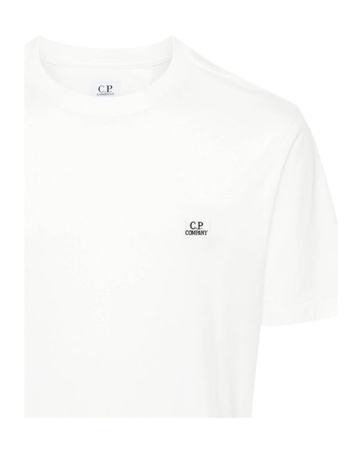 C P Company White Logo Patch Crewneck T-Shirt for men