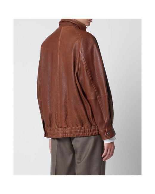Nour Hammour Brown Terracotta Leather Jacket