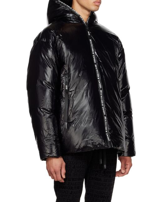 Versace Jeans Black High-Shine Padded Jacket for men