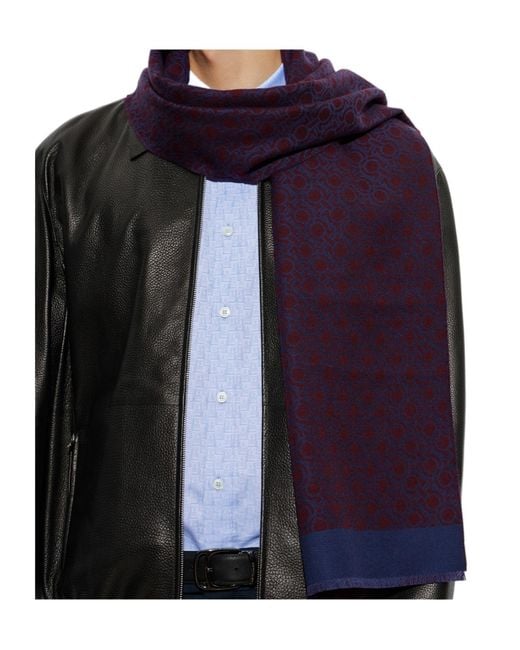 Ferragamo Blue Tassel Scarf for men