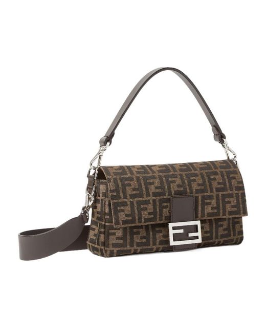 Fendi Metallic Tobacco Ff Jacquard Fabric Bag