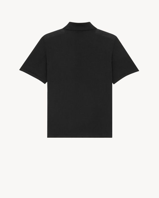 Saint Laurent Black Wool Cassandre Polo Shirt for men