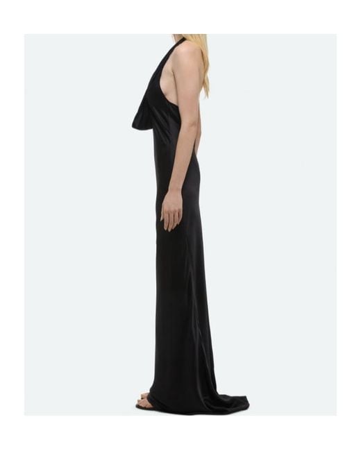 Helmut Lang Black Silk Bias-Cut Cowl Neck Maxi Dress