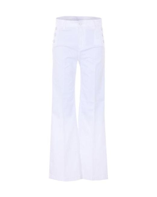 Liu Jo White Button-Detail Flared Jeans