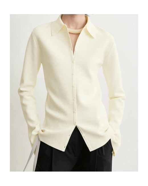 Totême White Compact-Knit Buttoned Cardigan