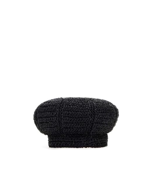 Prada Black Woven Beret
