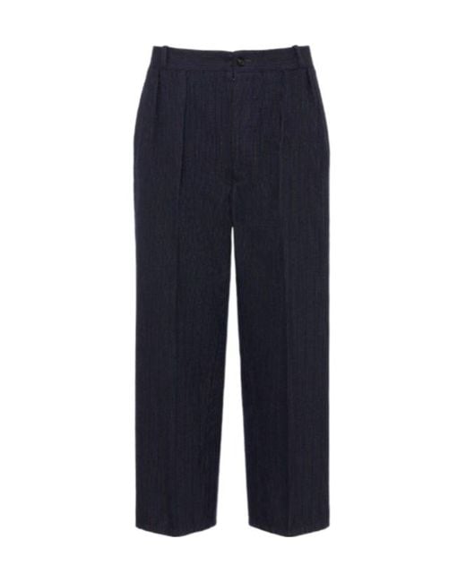Maison Margiela Blue Pinstripe Wool Trousers