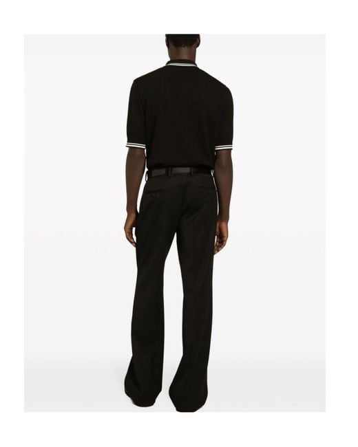 Dolce & Gabbana Black Dg Logo Embroidered Polo Shirt for men
