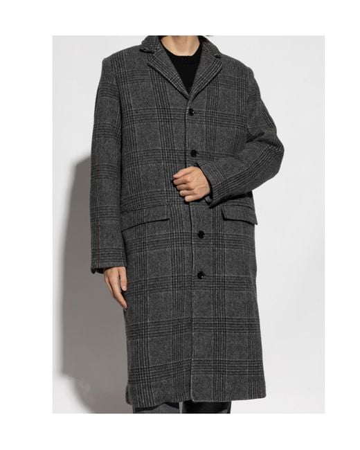 Samsøe & Samsøe Gray Checked Wool Coat for men