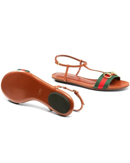 Gucci Brown Ribbon Details Flat-Soled Sandals
