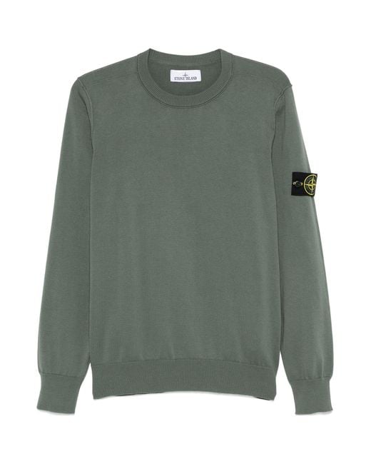 Stone Island Green Compass Patch Crewneck Jumper for men