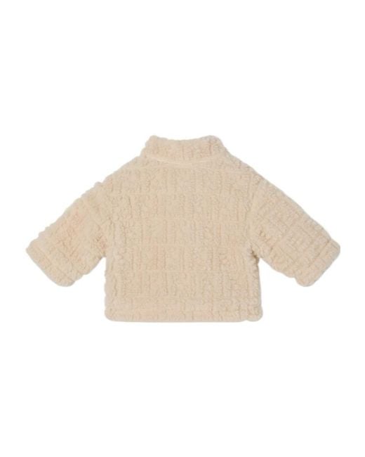 Fendi Natural Logo-Patch Teddy Jacket