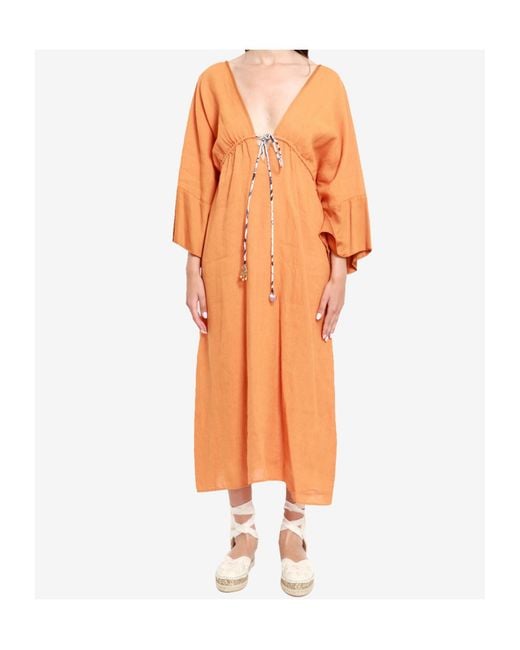 Ottod'Ame Orange Deep V Neckline Dress