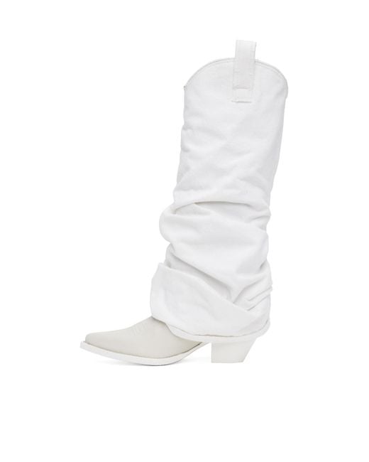 R13 White Sleeve Detail Cowboy Boots