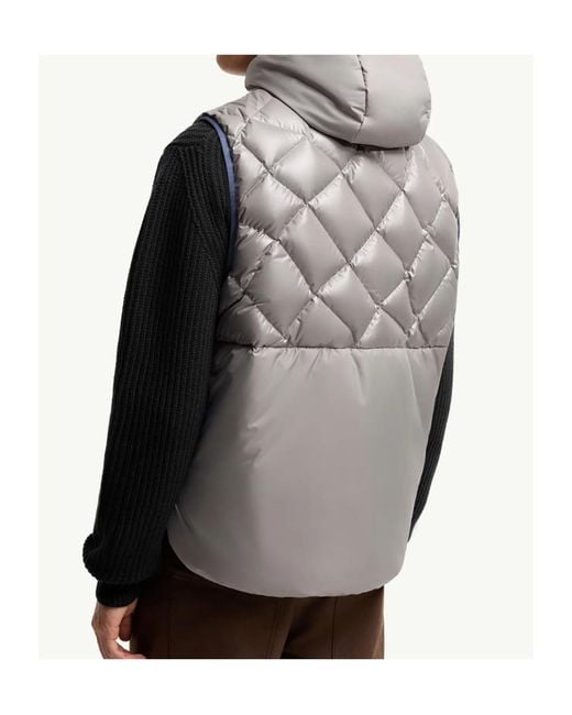 Moncler Gray Iarba Hooded Geometric Quilted Down Vest for men
