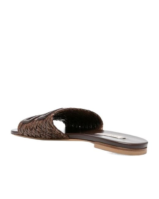 Casadei Brown Round-Toe Flat Sandals