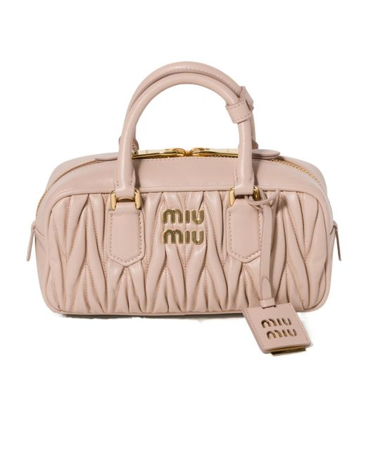 Miu Miu Pink Matelassé Zipped Handbag