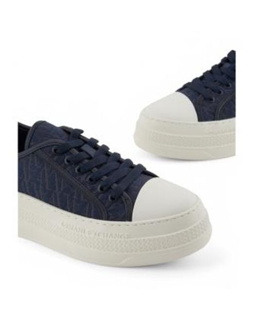 ARMANI EXCHANGE Blue Thick-Soled Low-Top Casual Shoes