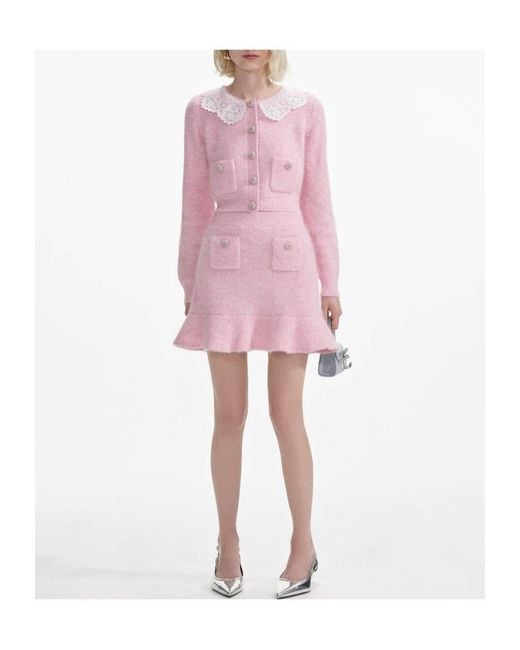 Self-Portrait Pink Knitted Mini Skirt
