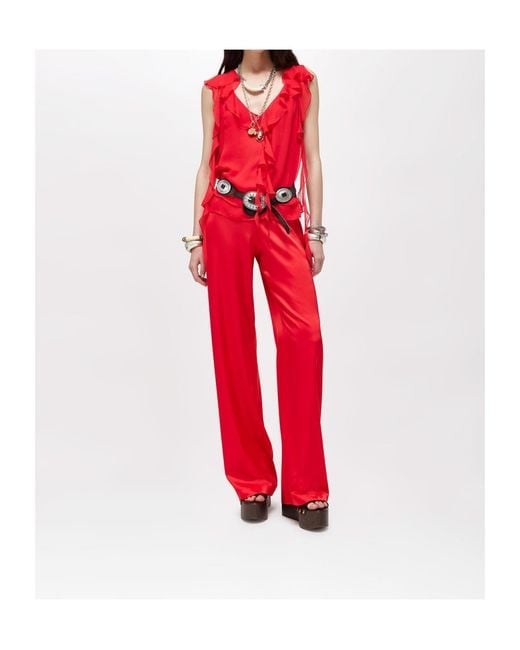 Blugirl Blumarine Red Ruffled Georgette Top