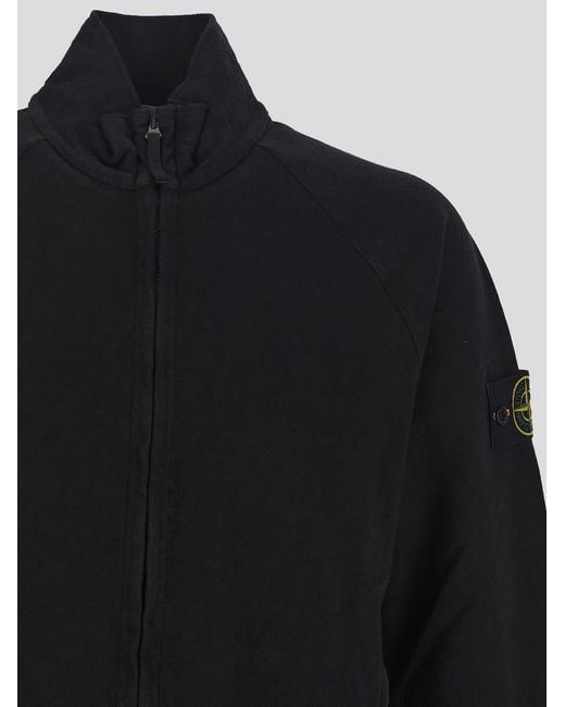Stone Island Blue Compass Patch Zipped Sweatshirt for men