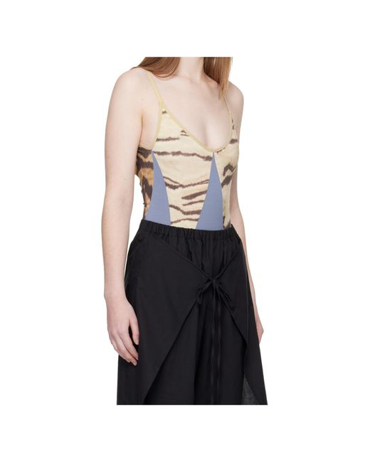 Baserange Black Tiger-Print Net Body