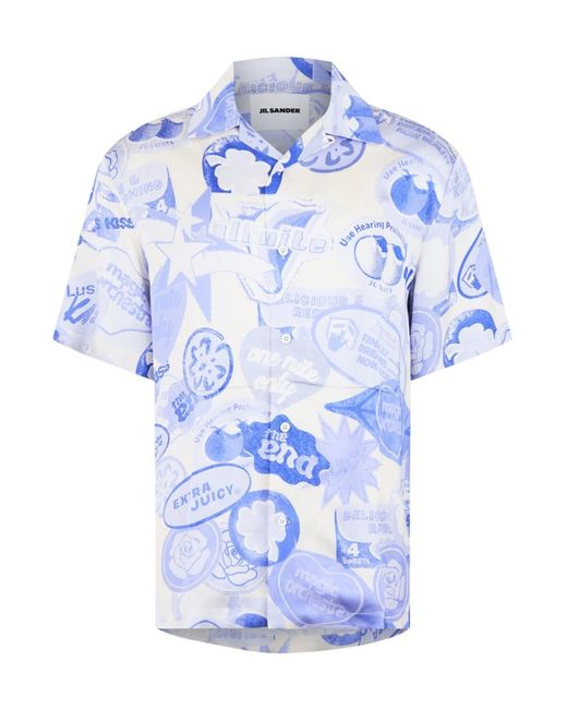 Jil Sander Blue Printed Shirt for men