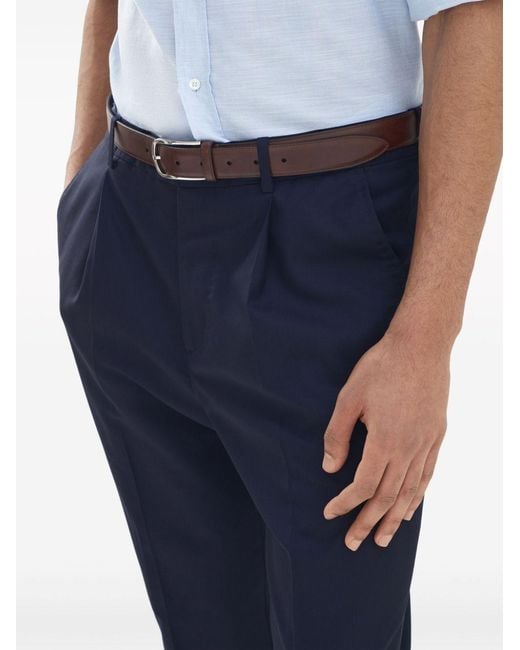 Brunello Cucinelli Blue Tapered-Leg Wool Trousers for men