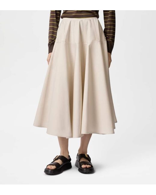 Tod's Natural A-Line Panelled Midi Skirt