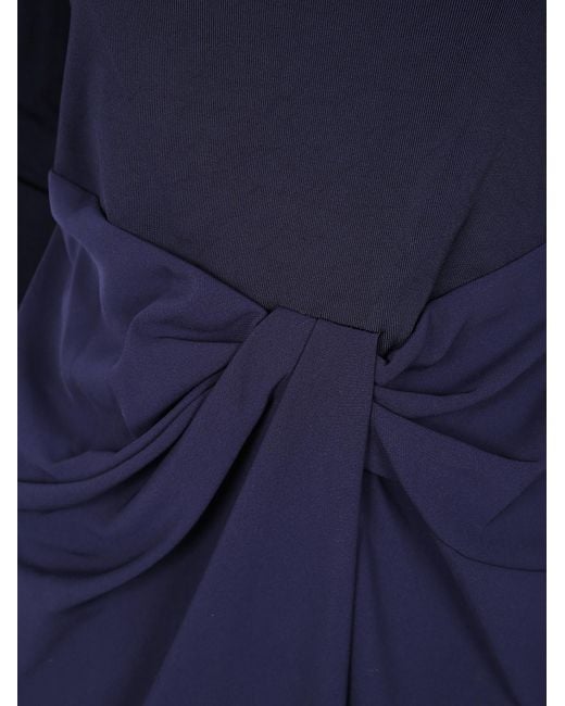 Ralph Lauren Blue Off-Shoulder Knot-Detail Dress