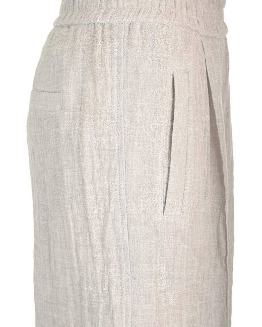 Brunello Cucinelli Gray High Waisted Wide Leg Trousers