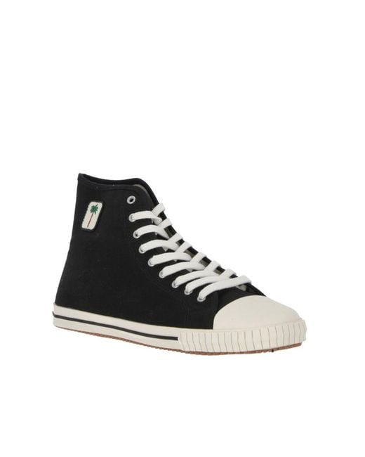 Palm Angels Black Logo-Patch High-Top Sneakers for men