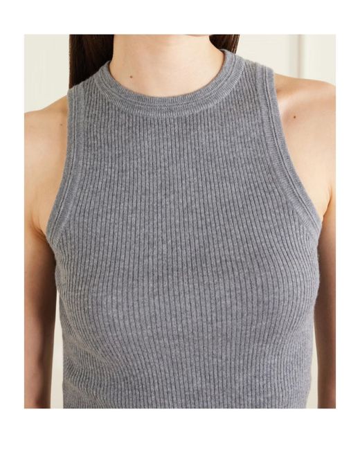 Lisa Yang Gray Amaya Cotton And Cashmere-Blend Tank Top
