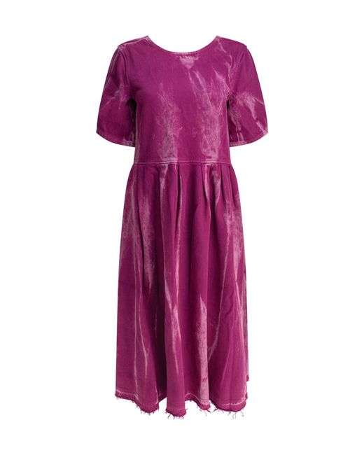 Ganni Purple Midi Dress With Open Back And Tie-Dye